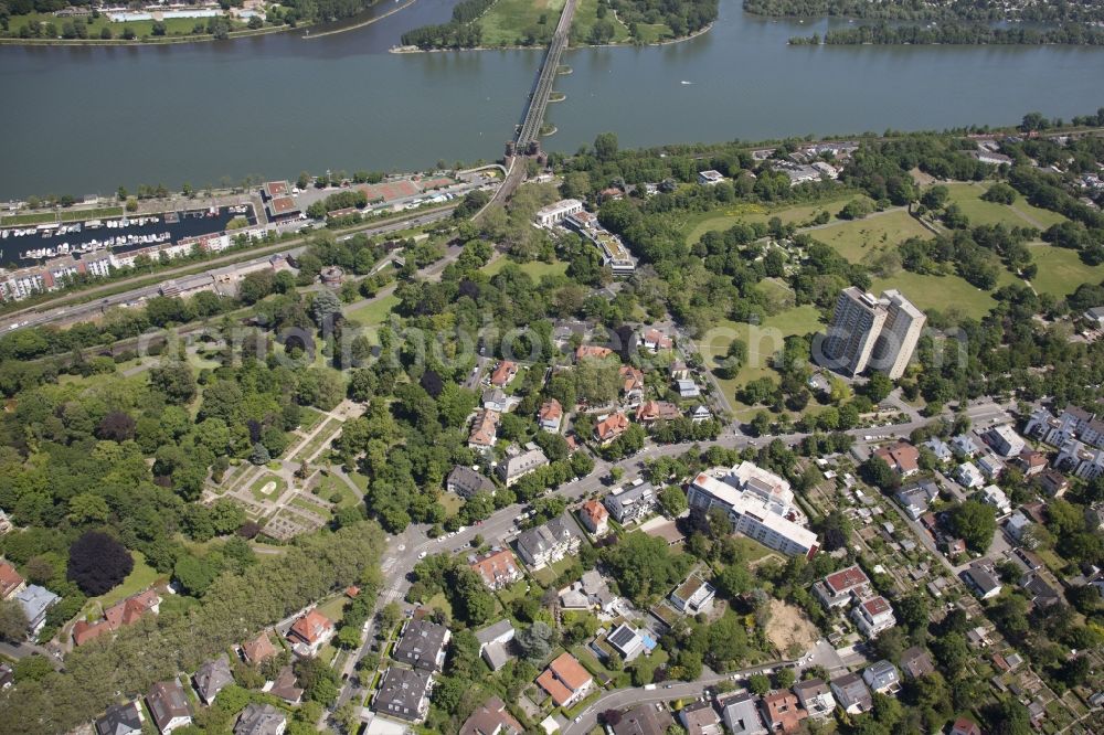 Aerial image Mainz - Park of Volkspark Mainz in the district Weisenau in Mainz in the state Rhineland-Palatinate, Germany