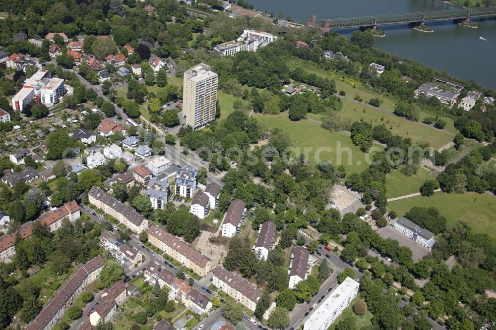 Aerial photograph Mainz - Park of Volkspark Mainz in the district Weisenau in Mainz in the state Rhineland-Palatinate, Germany