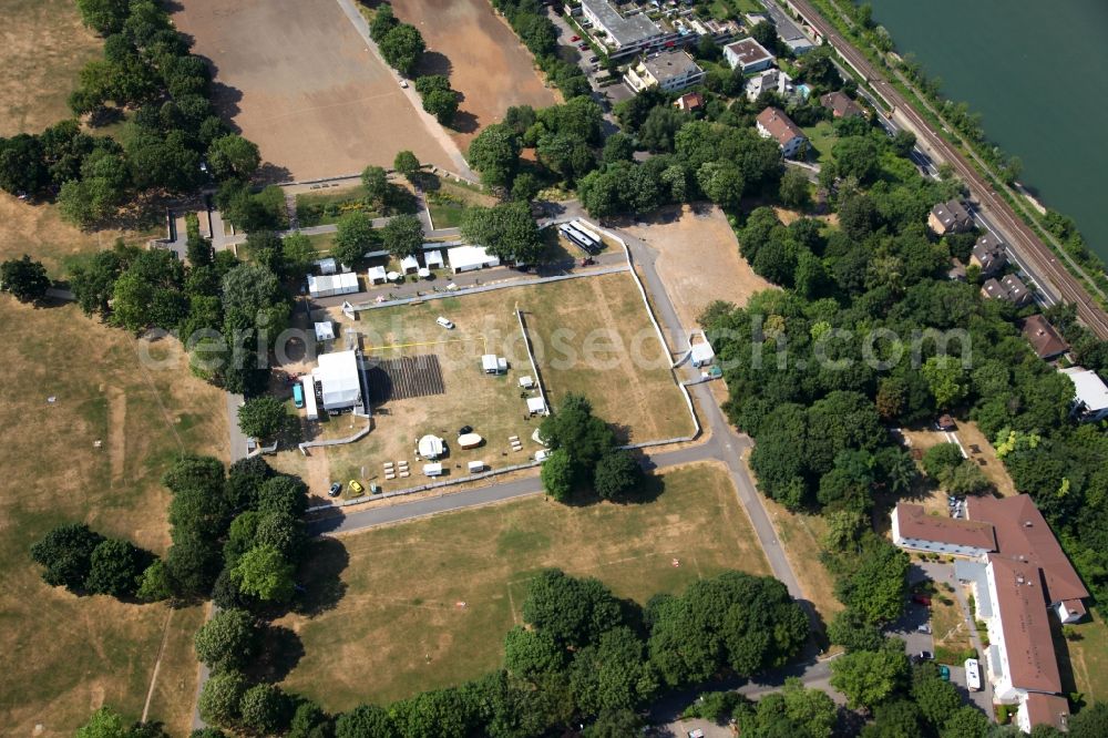 Mainz from the bird's eye view: Park of the public park on the banks of the Rhine in Mainz in Rhineland-Palatinate