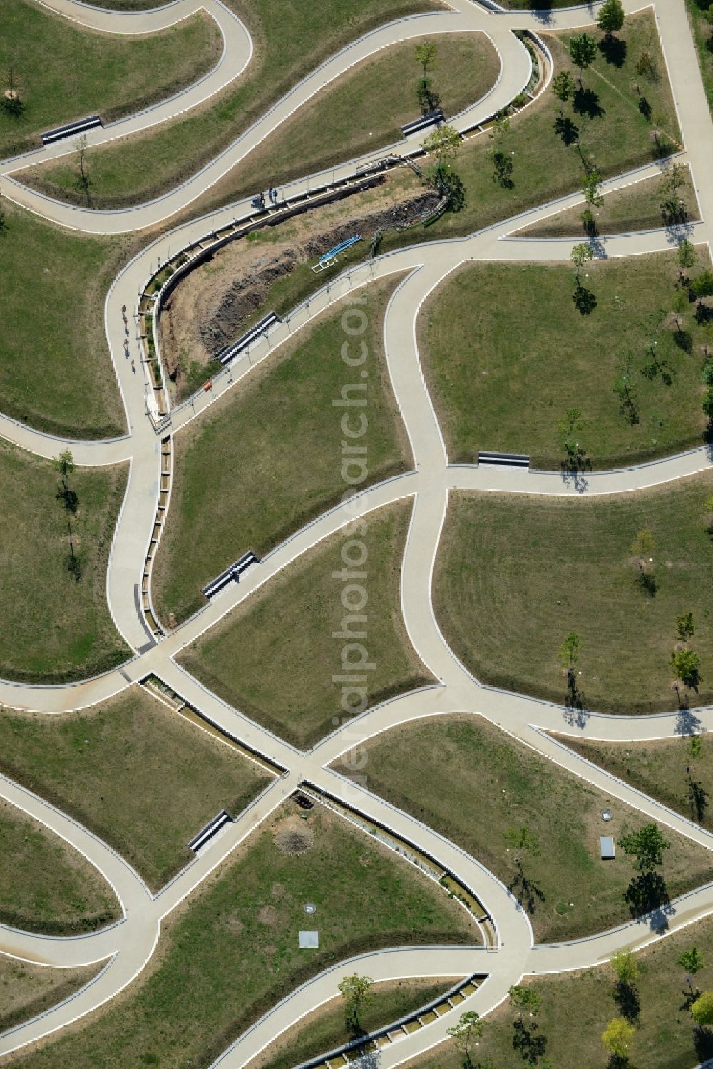 Aerial image Stuttgart - Park of with paths - Labyrinth Hoehenpark Killesberg in Stuttgart in the state Baden-Wuerttemberg