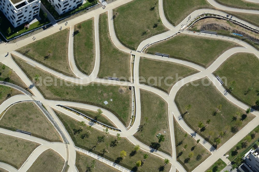 Stuttgart from above - Park of with paths - Labyrinth Hoehenpark Killesberg in Stuttgart in the state Baden-Wuerttemberg