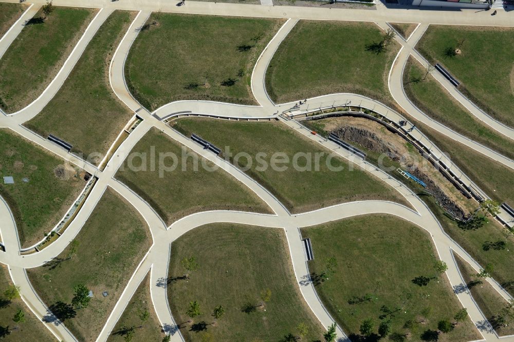 Aerial image Stuttgart - Park of with paths - Labyrinth Hoehenpark Killesberg in Stuttgart in the state Baden-Wuerttemberg