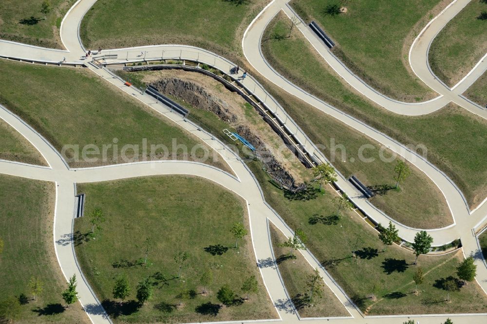 Aerial photograph Stuttgart - Park of with paths - Labyrinth Hoehenpark Killesberg in Stuttgart in the state Baden-Wuerttemberg