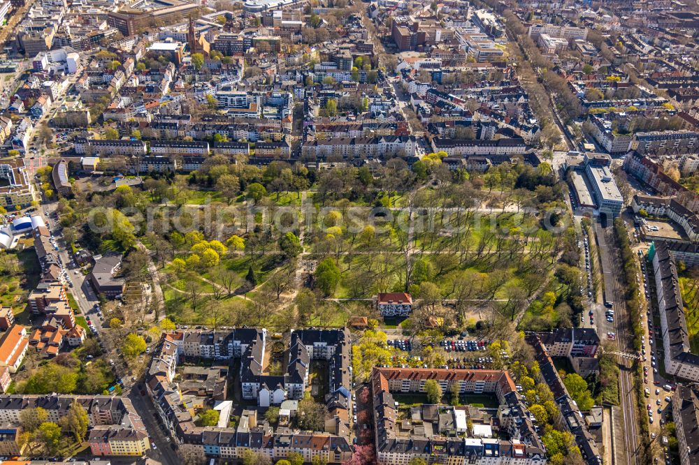 Dortmund from above - Park of Westpark in Dortmund in the state North Rhine-Westphalia, Germany