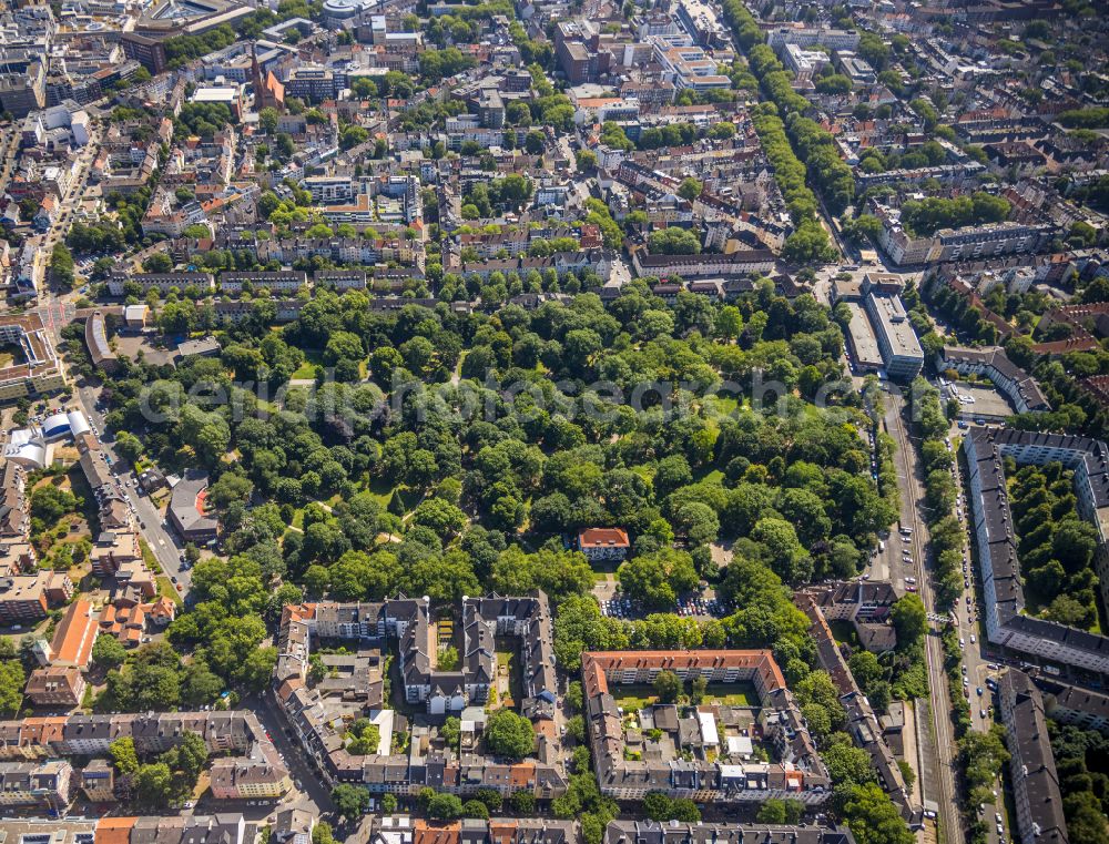 Aerial photograph Dortmund - Park of Westpark in Dortmund in the state North Rhine-Westphalia, Germany