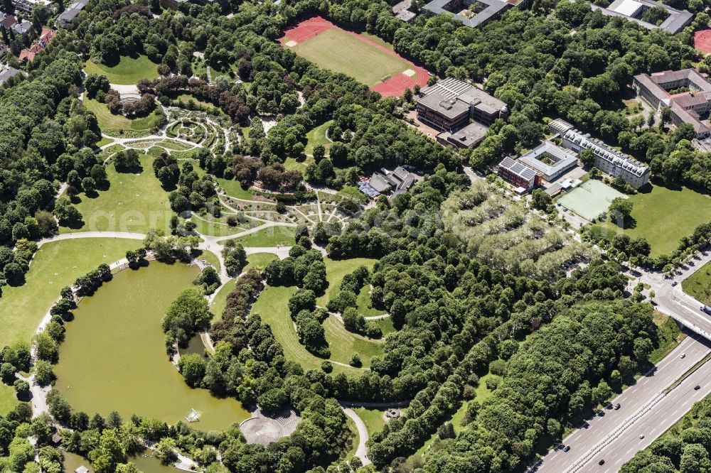 Aerial photograph München - Park of Westpark in Munich in the state Bavaria, Germany