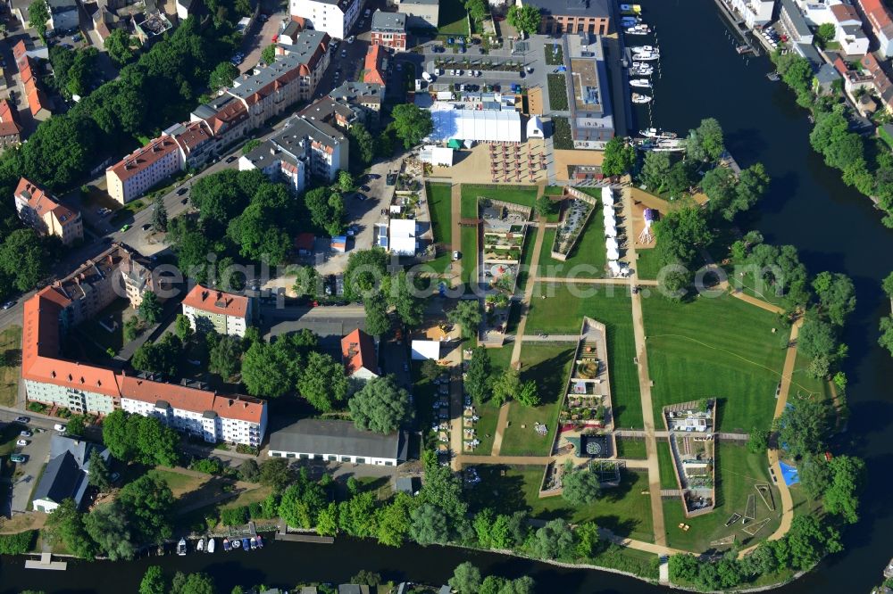 Aerial image Brandenburg an der Havel - Park of des Zweckverband Bundesgartenschau 2015 Havelregion in Brandenburg an der Havel in the state Brandenburg