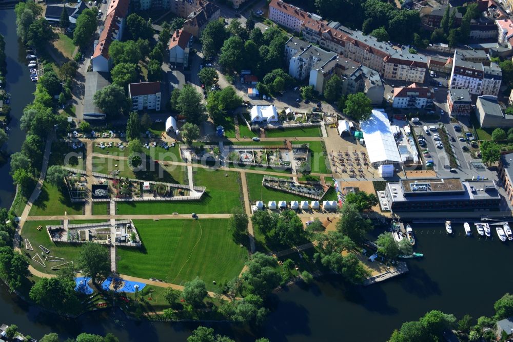 Aerial photograph Brandenburg an der Havel - Park of des Zweckverband Bundesgartenschau 2015 Havelregion in Brandenburg an der Havel in the state Brandenburg