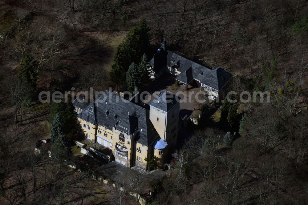 Kleinmachnow from above - Buildings and park areas at the manor house of the manor house - country estate Hakeburg in Kleinmachnow in the federal state of Brandenburg, Germany