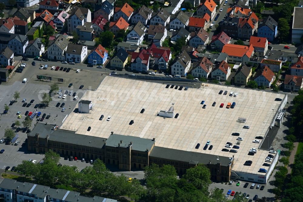 Bielefeld from above - Parking deck on the building of shopping center real on Teuteburger Strasse in Bielefeld in the state North Rhine-Westphalia, Germany