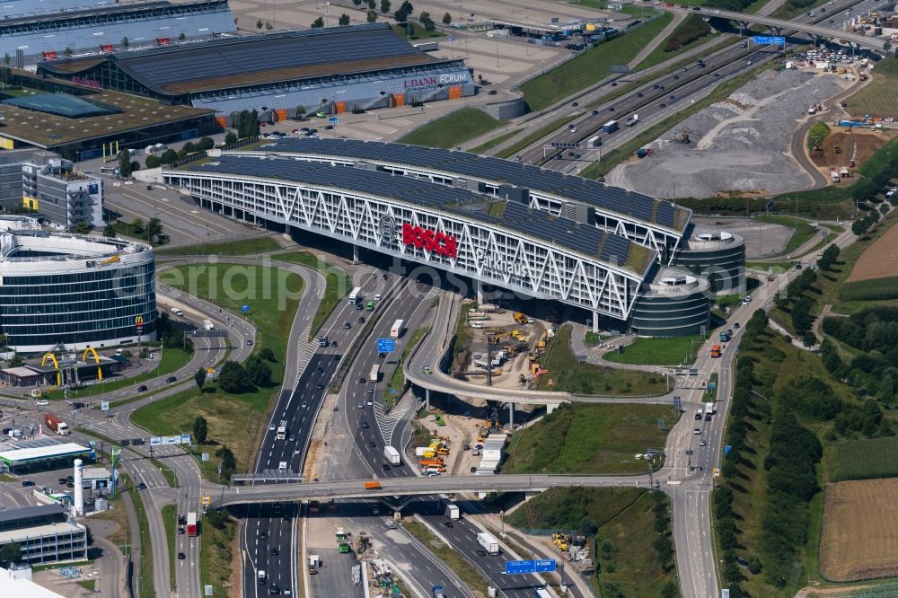 Stuttgart from the bird's eye view: Parking deck on the building of the Bosch car park in the district Plieningen in Stuttgart in the state Baden-Wuerttemberg