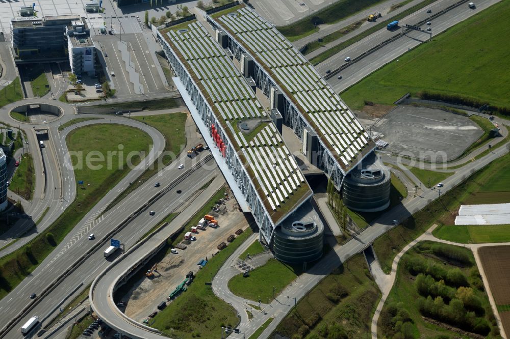 Aerial image Stuttgart - Parking deck on the building of the Bosch car park in Stuttgart in the state Baden-Wuerttemberg