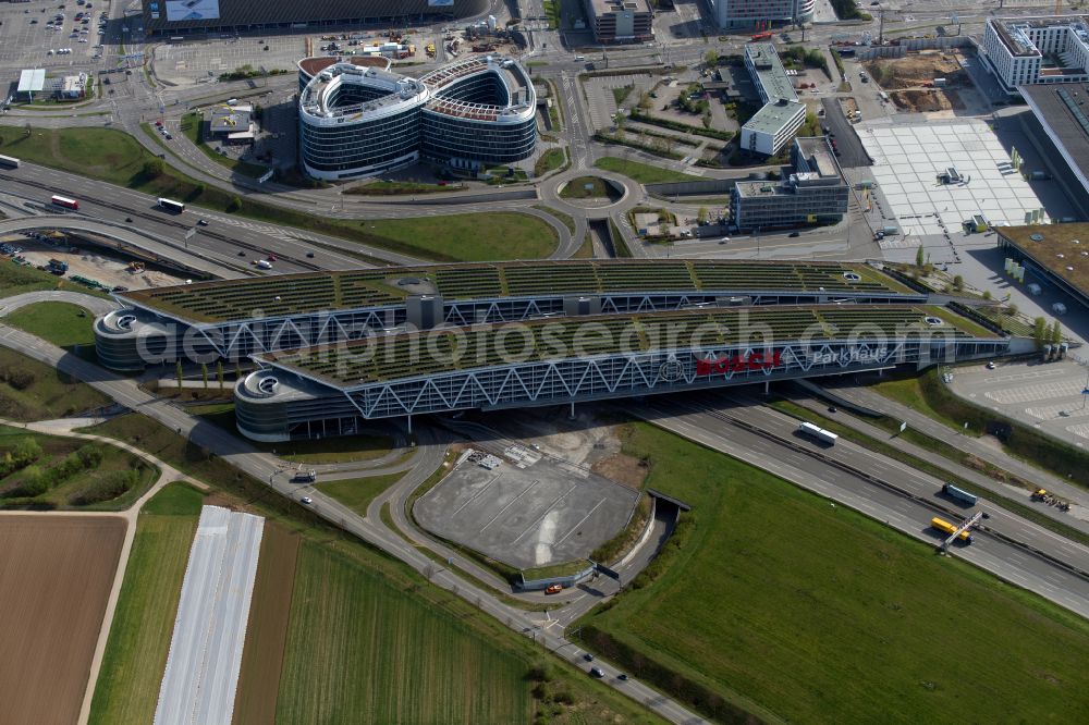 Stuttgart from the bird's eye view: Parking deck on the building of the Bosch car park in Stuttgart in the state Baden-Wuerttemberg