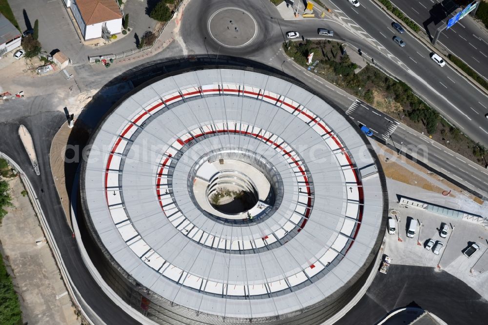 Aix-en-Provence from the bird's eye view: Parking deck on the building of the car park in Aix-en-Provence in Provence-Alpes-Cote d'Azur, France