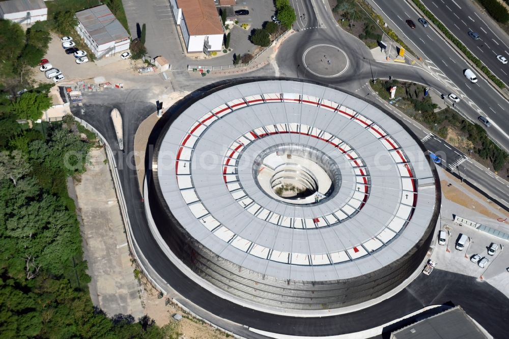 Aix-en-Provence from above - Parking deck on the building of the car park in Aix-en-Provence in Provence-Alpes-Cote d'Azur, France