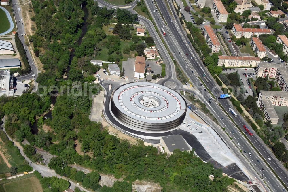 Aix-en-Provence from above - Parking deck on the building of the car park in Aix-en-Provence in Provence-Alpes-Cote d'Azur, France