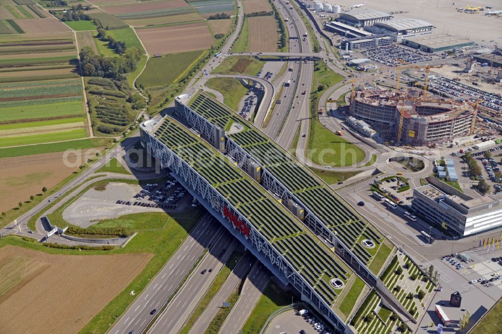 Aerial photograph Leinfelden-Echterdingen - Parking deck on the building of the car park at the airport grounds in Stuttgart in the state Baden-Wuerttemberg