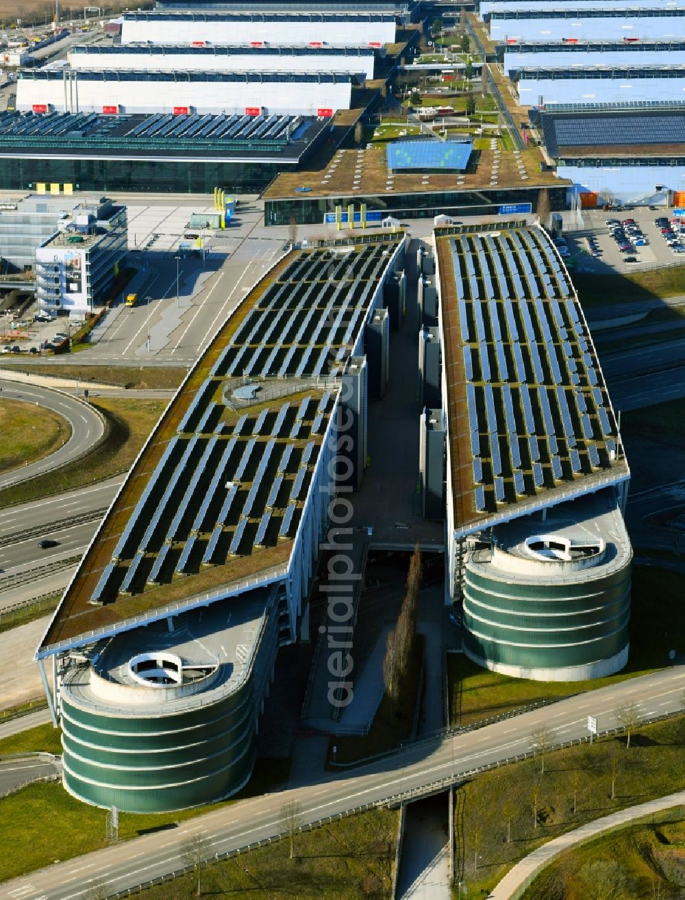 Aerial image Stuttgart - Parking deck on the building of the car park at the airport grounds in Stuttgart in the state Baden-Wurttemberg