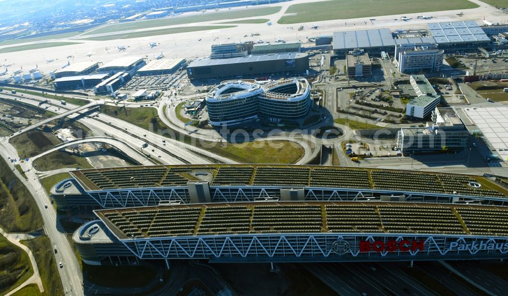 Aerial image Stuttgart - Parking deck on the building of the car park at the airport grounds in Stuttgart in the state Baden-Wurttemberg