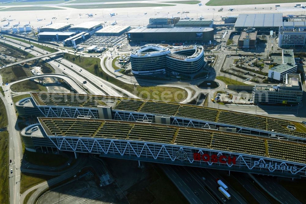 Aerial photograph Stuttgart - Parking deck on the building of the car park at the airport grounds in Stuttgart in the state Baden-Wurttemberg