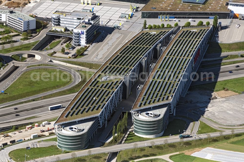 Stuttgart from the bird's eye view: Parking deck on the building of the car park at the airport grounds in Stuttgart in the state Baden-Wurttemberg