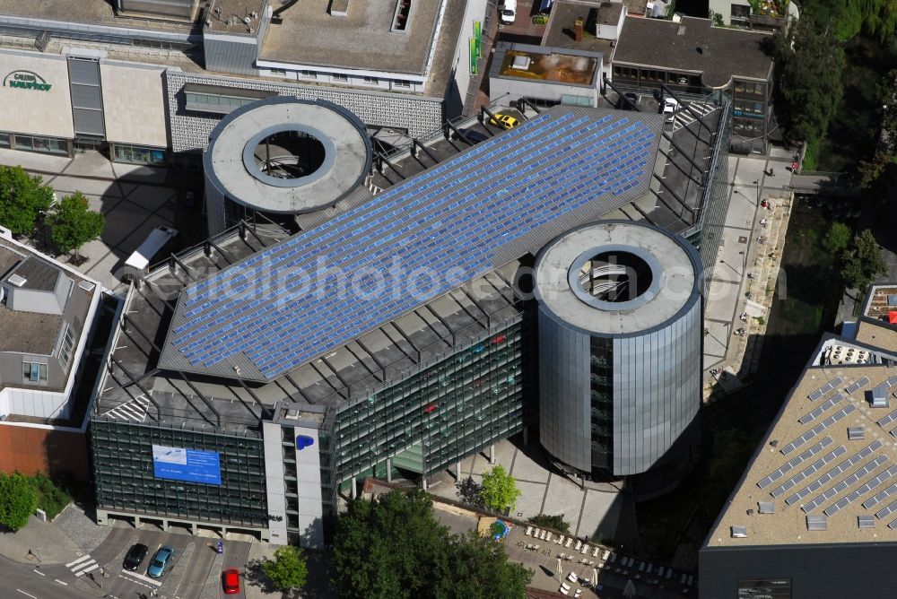 Aerial image Ulm - Parking deck on the building of the car park Parkhaus Deutschhaus in Ulm in the state Baden-Wuerttemberg, Germany