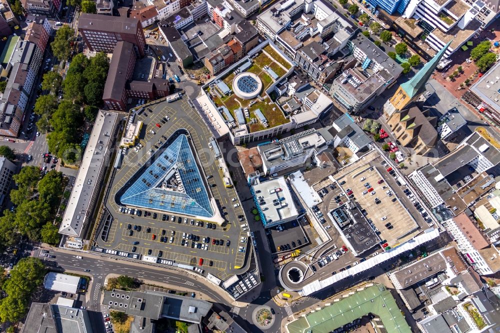 Dortmund from above - Parking deck on the building of the car park Westenhellweg - Kolpingstrasse - Silberstrasse in the district City-West in Dortmund in the state North Rhine-Westphalia, Germany