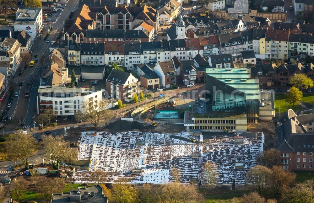 Aerial photograph Dinslaken - Construction for sealing and restoration on parking deck in building the underground garage in Dinslaken in the state North Rhine-Westphalia