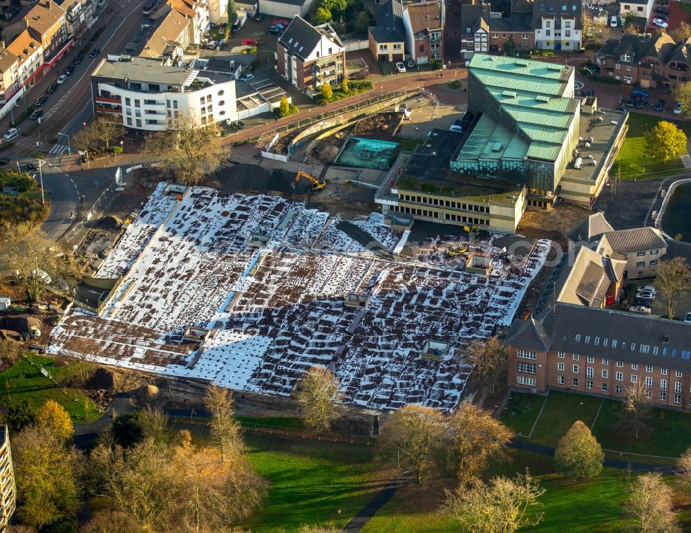 Dinslaken from above - Construction for sealing and restoration on parking deck in building the underground garage in Dinslaken in the state North Rhine-Westphalia