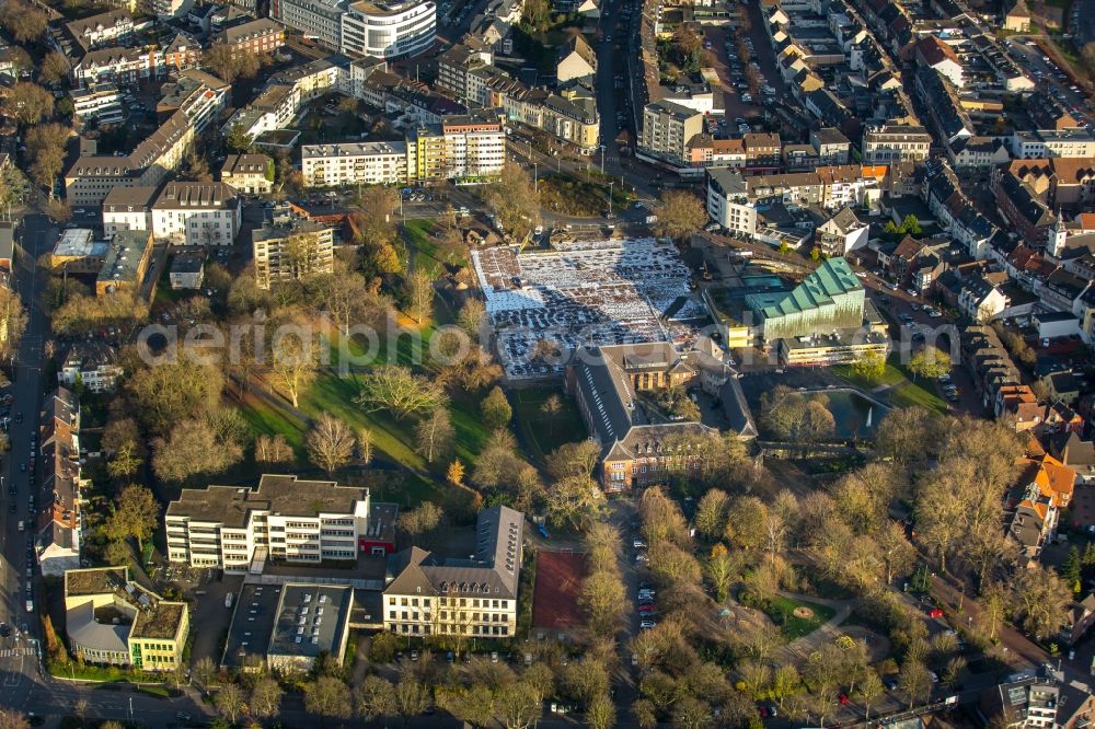 Aerial image Dinslaken - Construction for sealing and restoration on parking deck in building the underground garage in Dinslaken in the state North Rhine-Westphalia