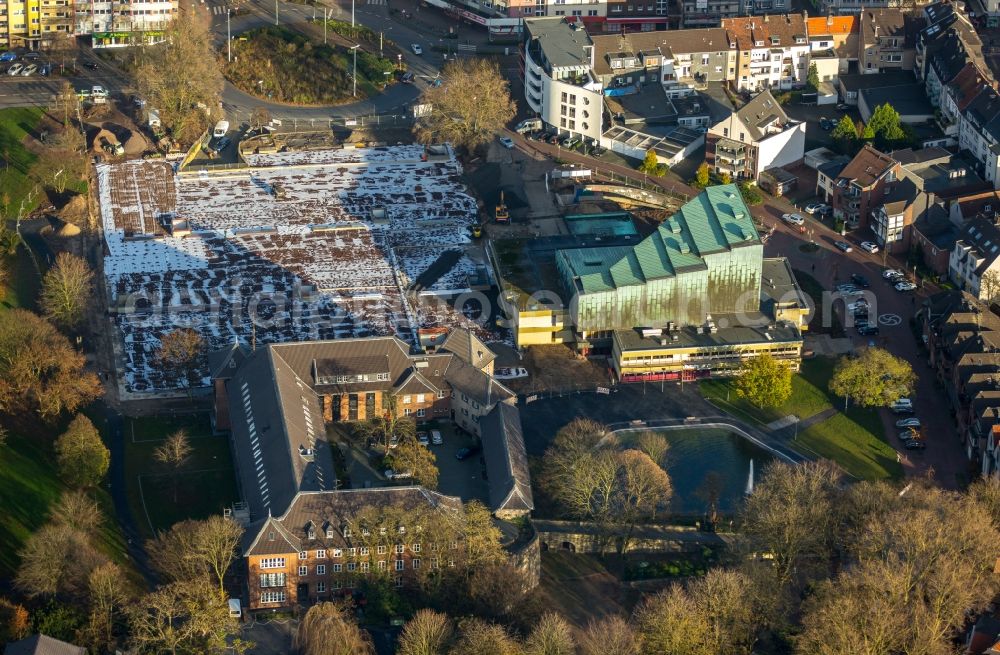 Aerial photograph Dinslaken - Construction for sealing and restoration on parking deck in building the underground garage in Dinslaken in the state North Rhine-Westphalia