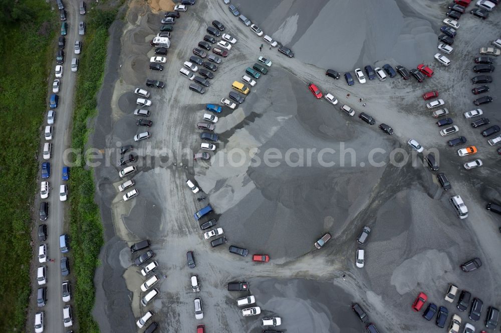 Aerial photograph Bad Harzburg - Parked cars on the site of the quarry of Kemna Bau Andreae GmbH & Co. KG in Bad Harzburg in Lower Saxony