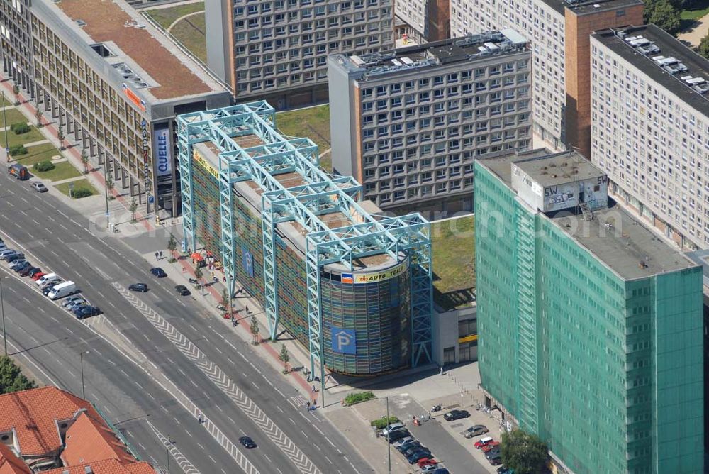 Aerial image Berlin - Zu sehen ist das Parkaus, der Wohnungsbaugesellschaft Mitte, das zu den RathausPassagen gehört. Es liegt in der Grunerstraße in Berlin Mitte. Ansprechpartnerin für Parkflächen ist Frau Petra Illert. Tel.: 030 247 131 15