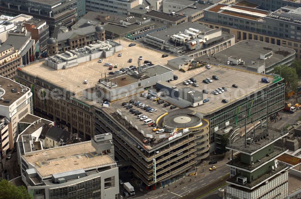 Köln from the bird's eye view: Köln 20.05 2009 Blick auf Galeria Kaufhof mit angegliedertem Parkhaus in der Cäcilienstraße (Eingang Galeria Kaufhof über Hohe Straße 41 - 53). Kontakt: Tel. +49(0)221 2230, Email: service010@kaufhof.de