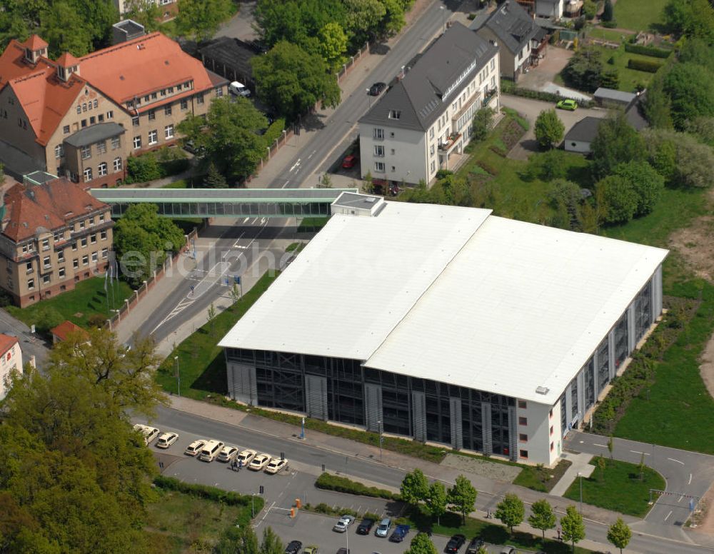 Aerial image Chemnitz - Parkhaus-Neubau vom Akademischen Lehrkrankenhaus Küchwald, Teil des Klinikum Chemnitz, an der Bürgerstrasse in Chemnitz, Sachsen. Newly built parking garage of academic teaching hospital Küchwald, part of clinical centre Chemnitz, at Buergerstrasse in Chemnitz, Saxony.