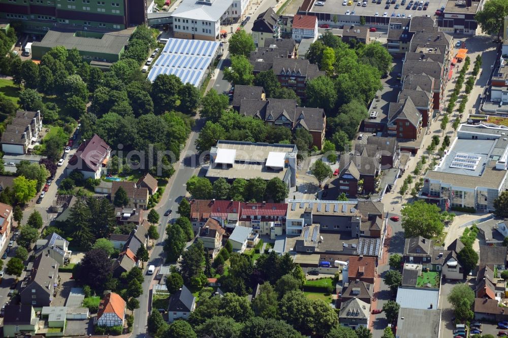 Kamen from above - Parking in the downtown Kamen in the state of North Rhine-Westphalia