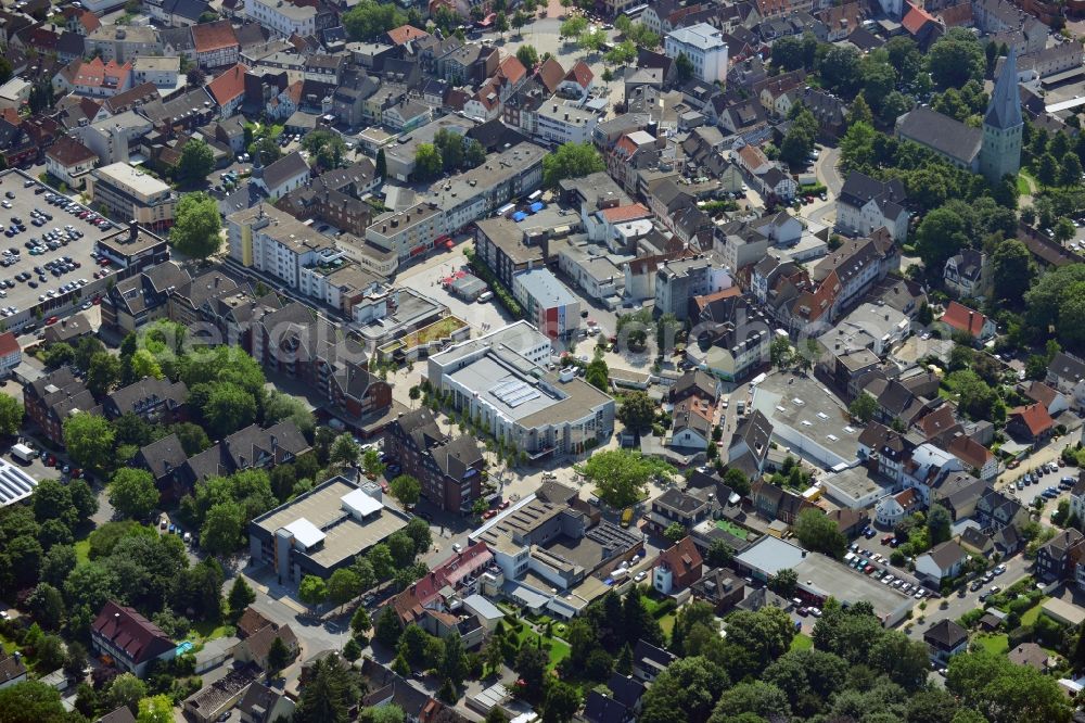 Kamen from above - Parking in the downtown Kamen in the state of North Rhine-Westphalia