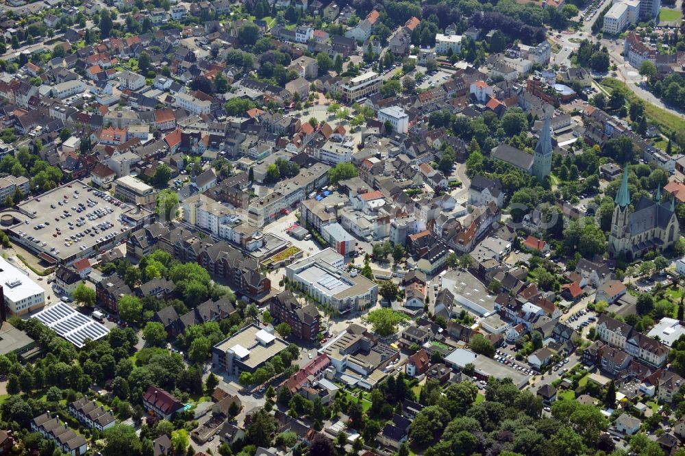 Kamen from the bird's eye view: Parking in the downtown Kamen in the state of North Rhine-Westphalia