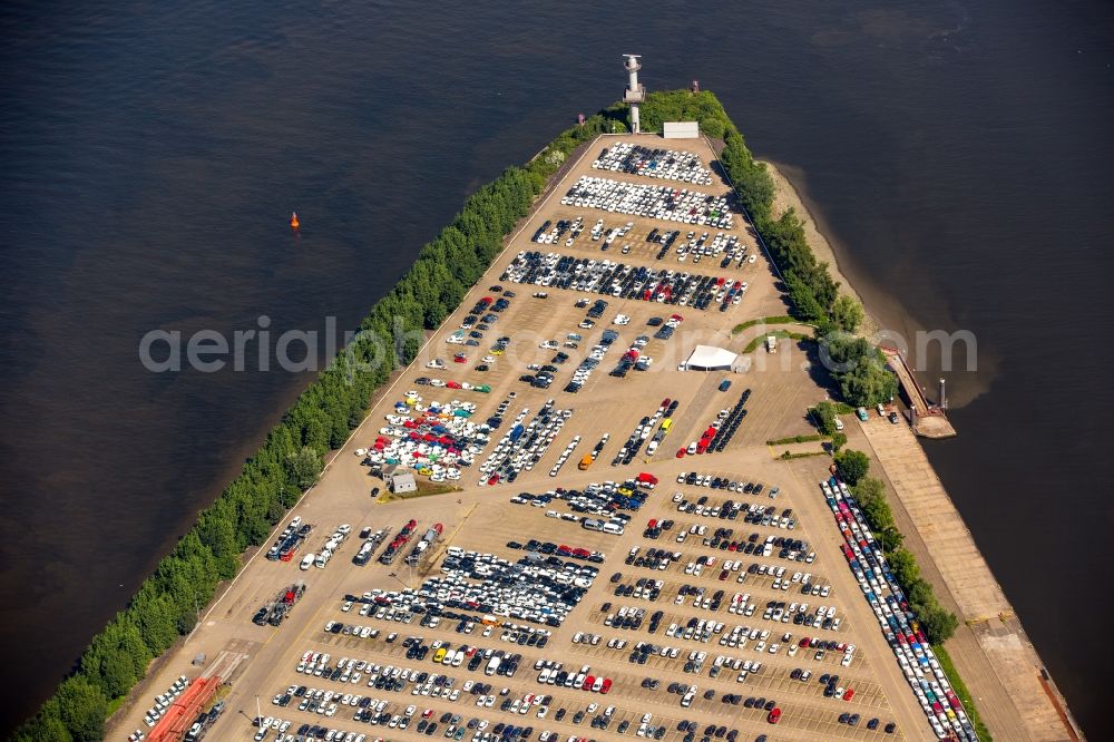 Aerial image Hamburg - Parking and storage space for automobiles of the BLG Autoterminal Hamburg GmbH & Co. in Hamburg in Germany