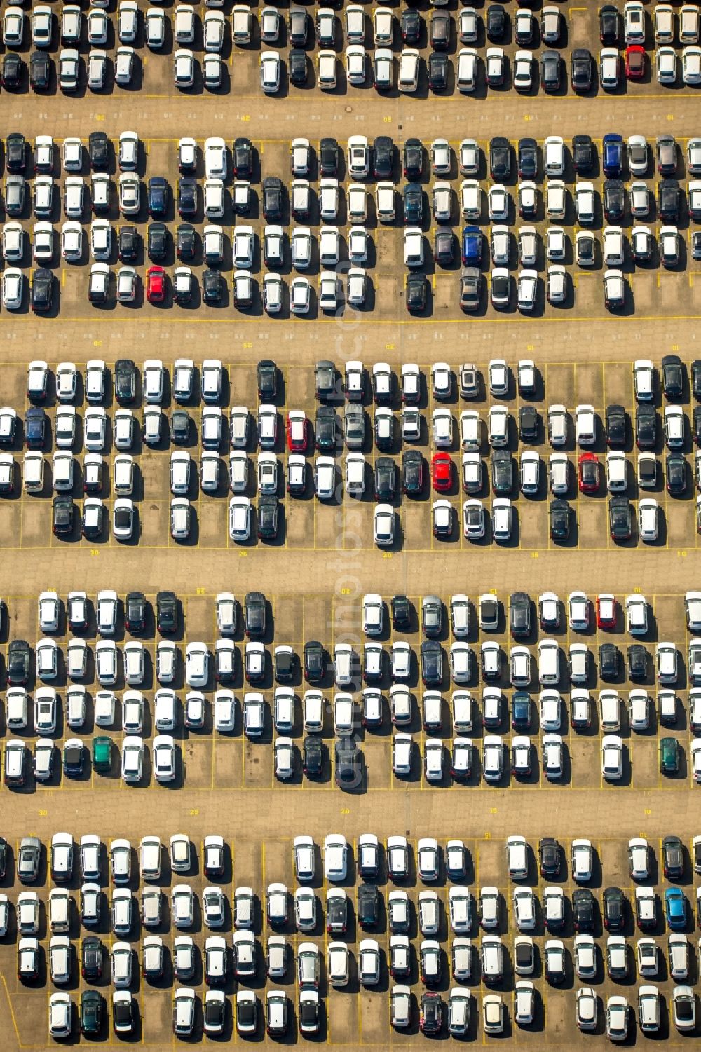 Aerial photograph Hamburg - Parking and storage space for automobiles of the BLG Autoterminal Hamburg GmbH & Co. in Hamburg in Germany