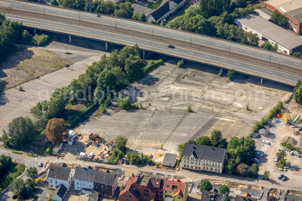 Bochum from above - Parking and storage space for automobiles in Bochum in the state North Rhine-Westphalia, Germany