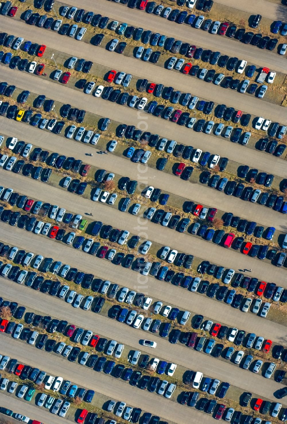 Bottrop from above - Parking and storage space for automobiles Former Mining Bergwerk Prosper-Haniel in Bottrop in the state North Rhine-Westphalia