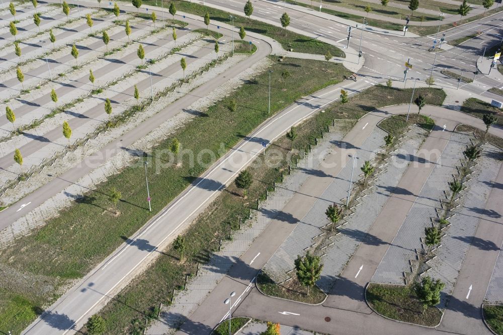 Aerial image Sinsheim - Parking and storage space for automobiles on street Dietmar-Hopp-Strasse in Sinsheim in the state Baden-Wuerttemberg