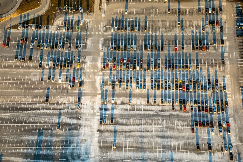 Dortmund from above - Parking and storage space for automobiles on Depot and online- store Amazon in Dortmund in the state North Rhine-Westphalia, Germany