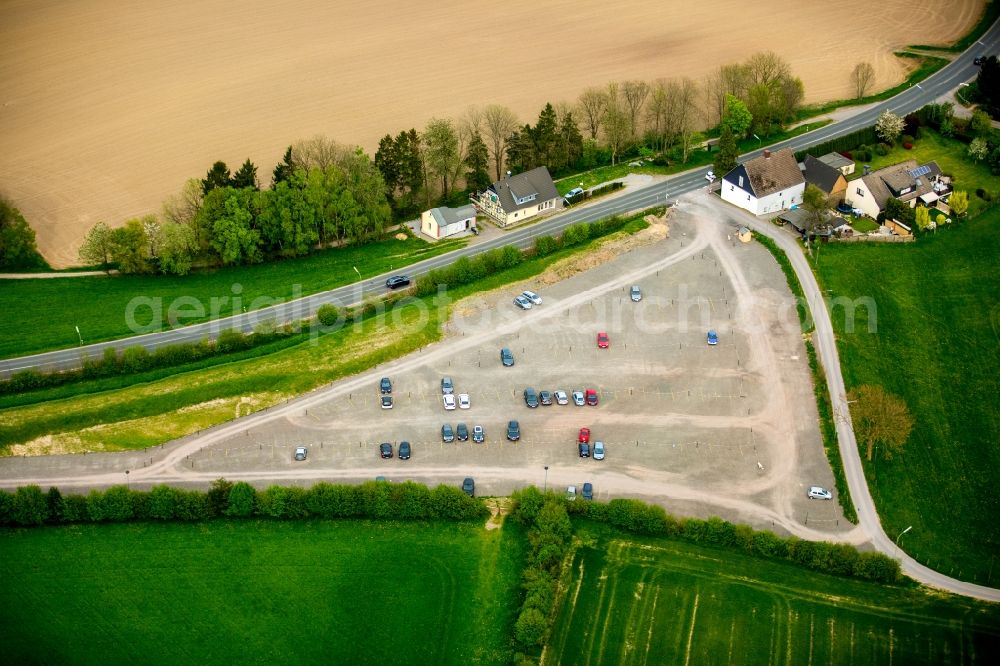 Ennepetal from above - Parking and storage space for automobiles on Breckerfelder Strasse in Ennepetal in the state North Rhine-Westphalia