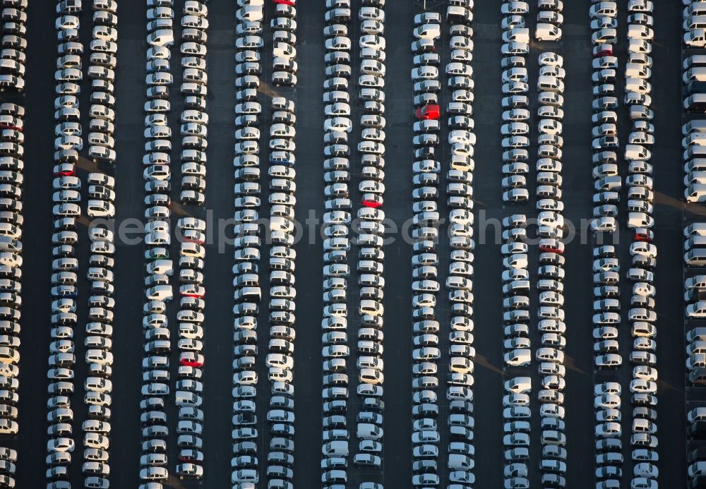 Aerial image Essen - Parking and storage space for automobiles in Essen in the state North Rhine-Westphalia