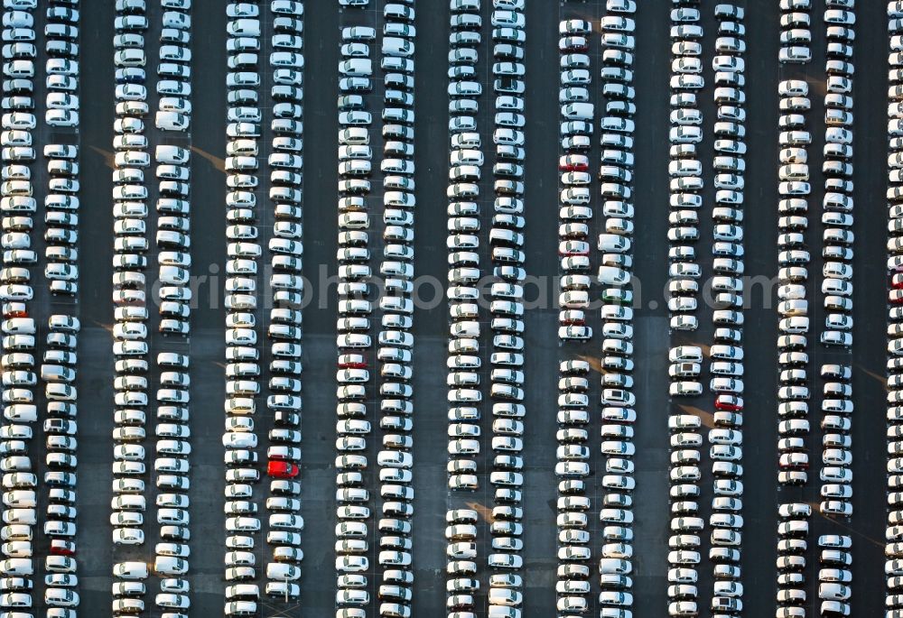 Aerial image Essen - Parking and storage space for automobiles in Essen in the state North Rhine-Westphalia