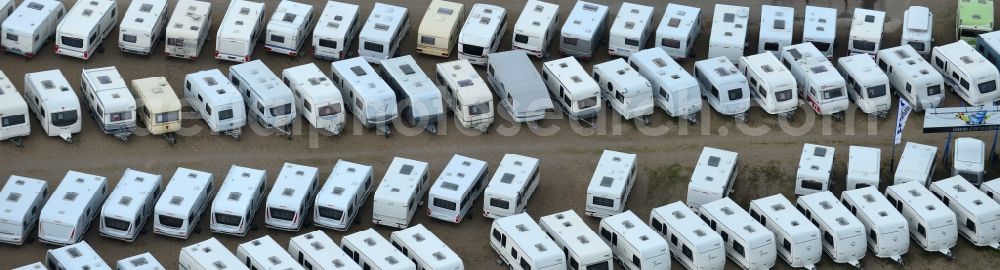 Kremmin from the bird's eye view: Parking and storage space for Caravan- automobiles in Kremmin in the state Mecklenburg - Western Pomerania