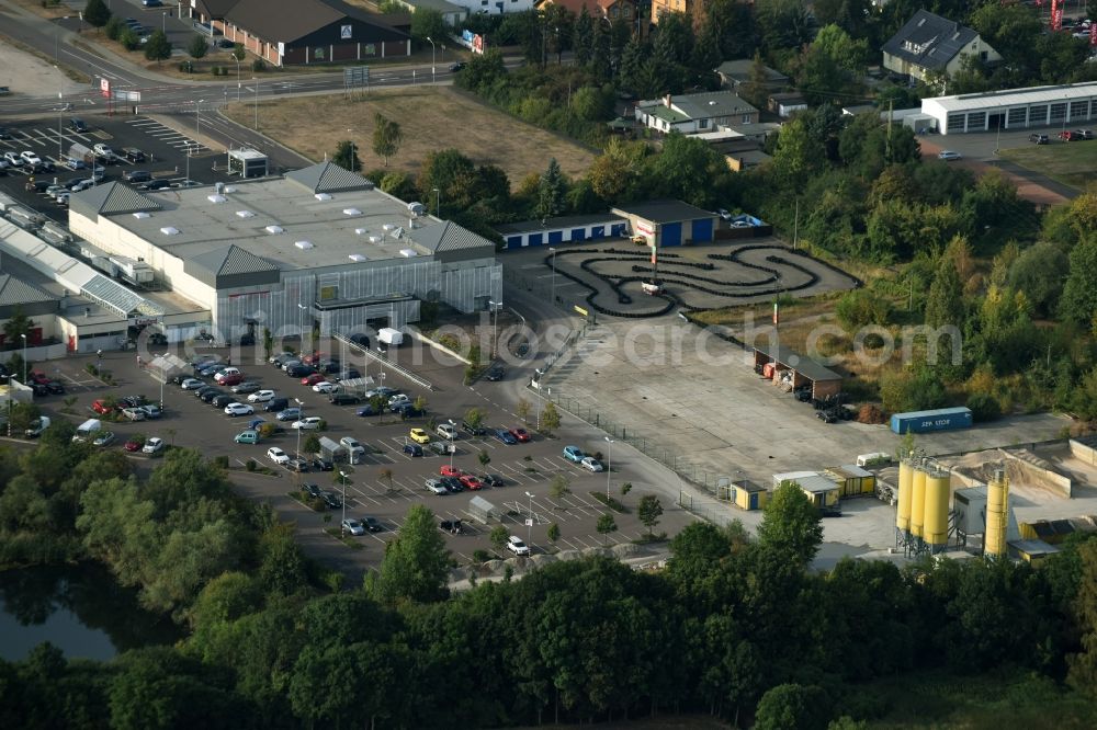 Köthen (Anhalt) from above - Parking and storage space for automobiles in Koethen (Anhalt) in the state Saxony-Anhalt