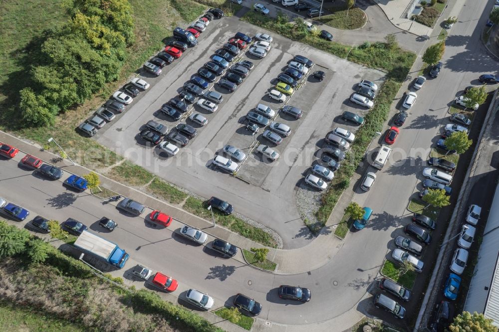 Stuttgart from the bird's eye view: Parking and storage space for automobiles in Stuttgart in the state Baden-Wuerttemberg